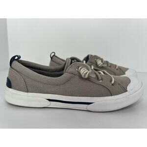 Sperry Top Sider Pier Wave Canvas Sneaker, Grey & Navy, size 7.5, Memory Foam